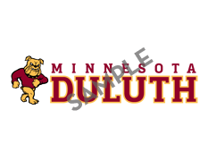 The words "Minnesota Duluth" in maroon and gold, with a standing gold bulldog.